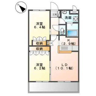 WINDSORCASTLE夜須Ⅲ番館【203号室】の間取り