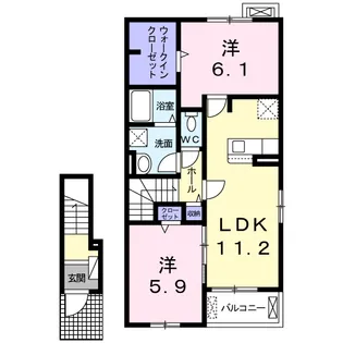 ノーブル筑前Ⅱ【2階】の間取り
