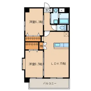シャルマンパーク若江【2階】の間取り