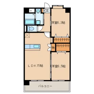 シャルマンパーク若江【3階】の間取り