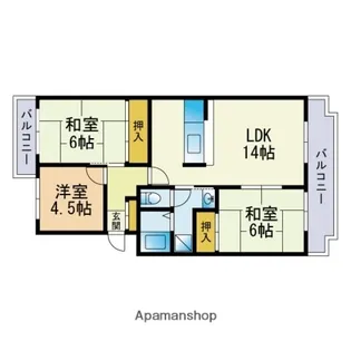 福岡県太宰府市通古賀2丁目【マンション】の間取り