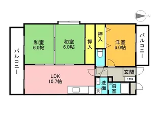 エステート杉塚【4階】の間取り