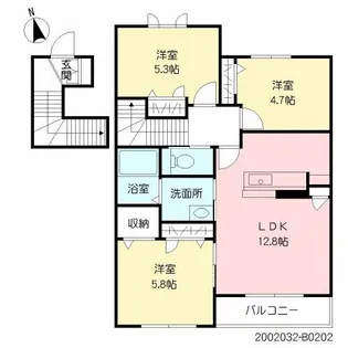 アミューザン衣振 B棟【2階】の間取り