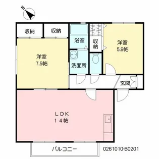 福岡県那珂川市下梶原2丁目【アパート】の間取り