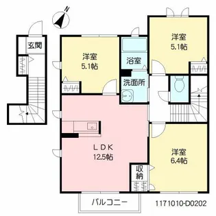 サンモール・コリーヌ D棟【2階】の間取り