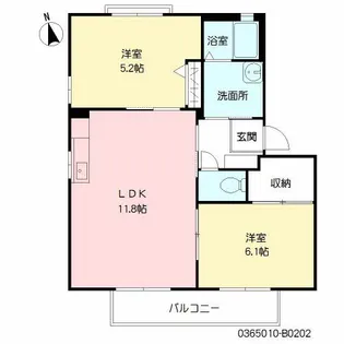 2LDKの間取り画像