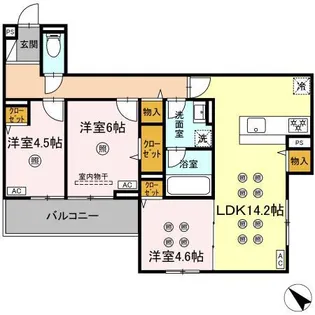 トリシア 東大利【2階】の間取り