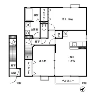 フォンティーヌ清水 B棟【2階】の間取り