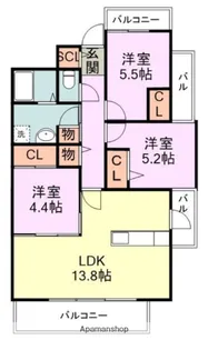 プラトウズ仲原【5階】の間取り