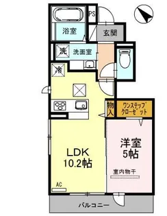 プレジール下大利 弐番館【106号室】の間取り