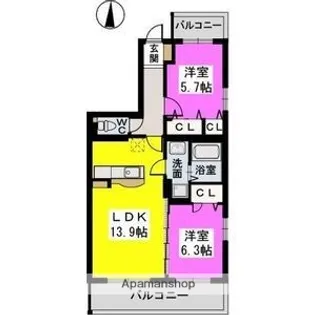 福岡県糟屋郡粕屋町大字阿惠【マンション】の間取り