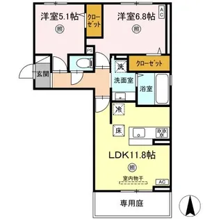 トリシア野多目Ⅰ【1階】の間取り