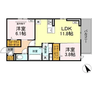 トリシア野多目Ⅱ【3階】の間取り