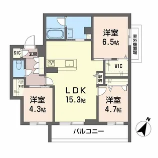 シャーメゾン上大利レジデンス【3階】の間取り