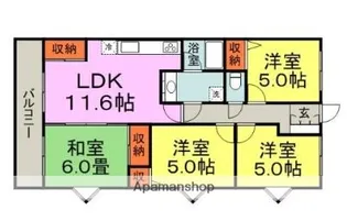 三愛シティライフ都府楼前【4階】の間取り