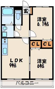 ボヌール・リバー【1階】の間取り