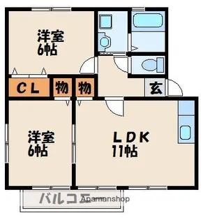 リバーサイド宮司【1階】の間取り