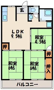 サンハイツ高辻【1階】の間取り