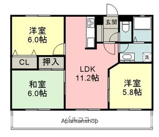 クロスワン和白【2階】の間取り