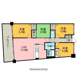 アイランドシティインフィニガーデン ノース棟【2階】の間取り