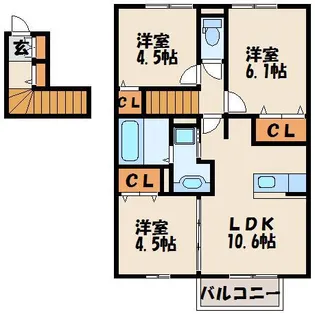ルーシェリアフクマ【2階】の間取り