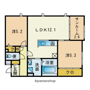 サニーサイドテラス香住ヶ丘【2階】の間取り