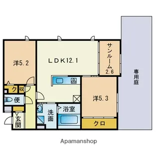 サニーサイドテラス香住ヶ丘【1階】の間取り
