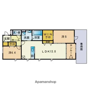 サニーサイドテラス香住ヶ丘【1階】の間取り