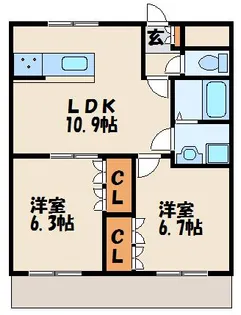 グランド・ビューFUKUTSU【1階】の間取り