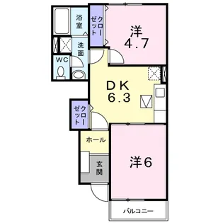 ベルサンライズB【1階】の間取り