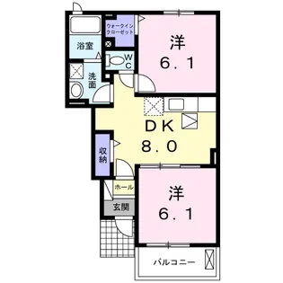 ラ・ペジーヴル【1階】の間取り