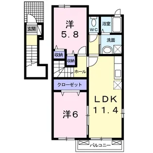 グラースシャルマン【2階】の間取り