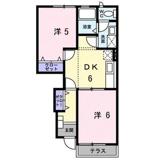 シャン・ド・フルールD【1階】の間取り