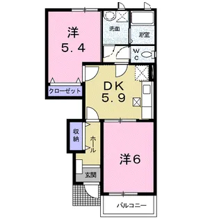ル・グランブルーB【1階】の間取り