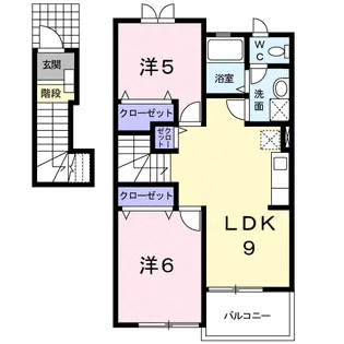 シャン・ド・フルールA【2階】の間取り