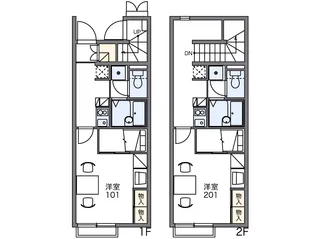 レオパレス花見が丘 K M【1階】の間取り