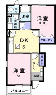 ラフィネ花瀬 弐番館【1階】の間取り