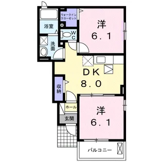 2DKの間取り画像