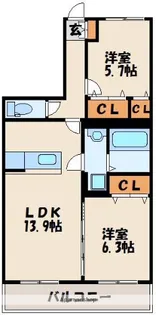 ラ・フレーズ天神【2階】の間取り