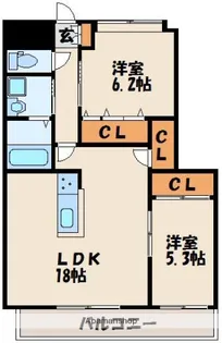ニューリバー福間【10階】の間取り