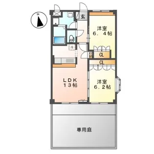 アルビレオA棟【00101号室】の間取り