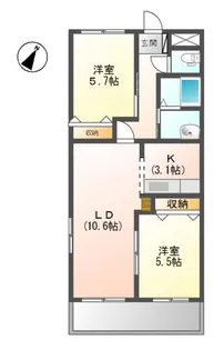 プレザントリィ【107号室】の間取り