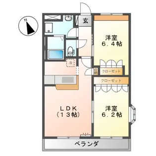 パークサイド小糸江Ⅱ【00201号室】の間取り