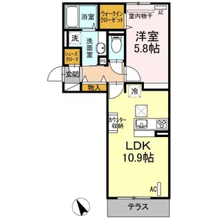 アンウーダ新宮【1階】の間取り
