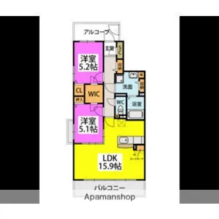 ヴィラ白兎【4階】の間取り