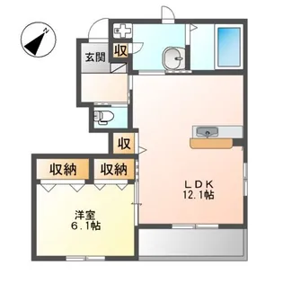 クレシア T&H【101号室】の間取り