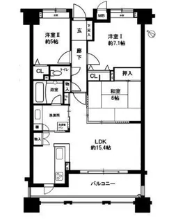 アーサー新宮コンドミオWEST【7階】の間取り