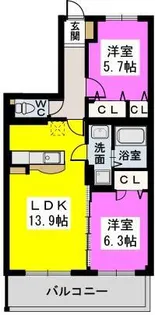 メゾンドロゼ【4階】の間取り
