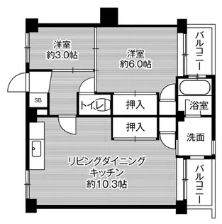 ビレッジハウス古賀5号棟【4階】の間取り
