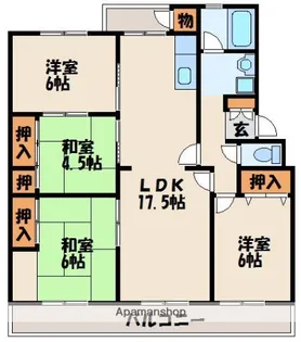 奈多団地7棟【5階】の間取り